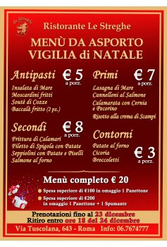 Menu da Asporto Vigilia di Natale 2019 Roma