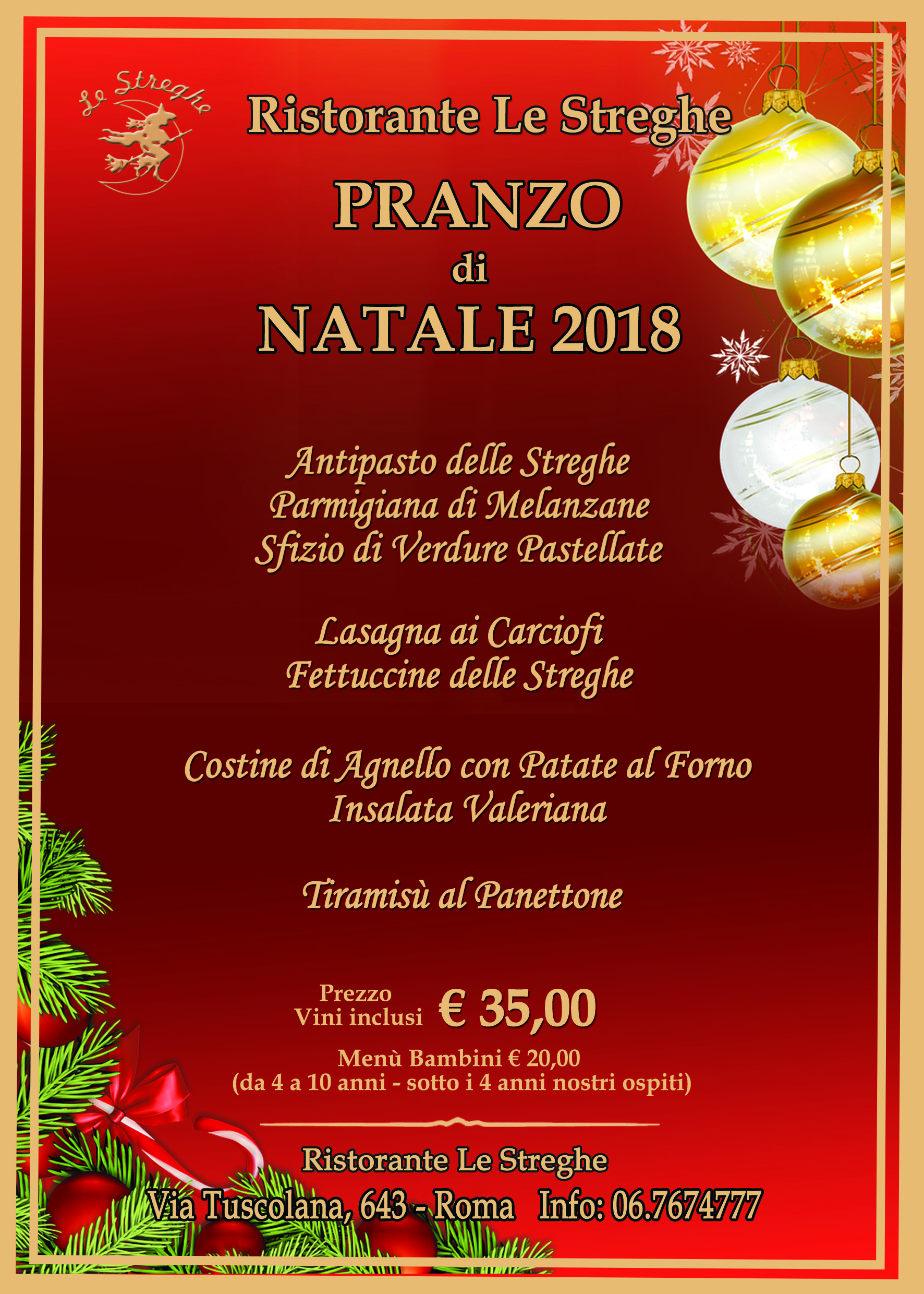 Menu Di Natale In Ristorante.Pranzo Di Natale 2018 Eventi Serate A Tema Cena Spettacolo Ristorante Le Streghe Roma Sud