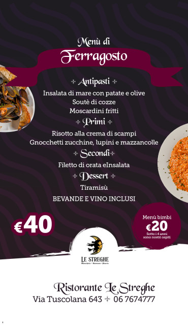 Menu Ferragosto 2025