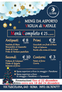 Menu da asporto - Vigilia di Natale 2025