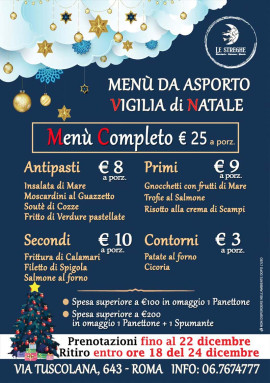Menu da asporto - Vigilia di Natale 2025